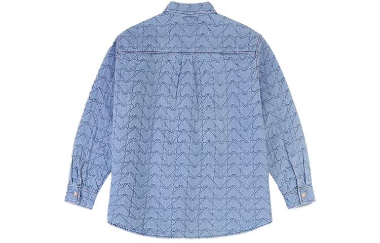 Men's Levis Heart Shape Pattern Full Print Long Sleeves Shirt Blue A0370-0000