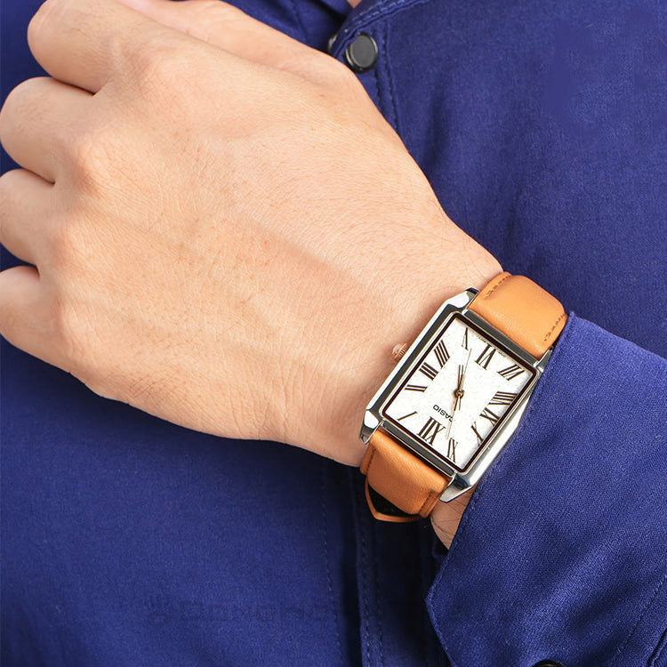 Men's CASIO Waterproof Quartz Watch Dial Date Display 30mm Belt Mens Brown Analog MTP-TW101L-7AVDF