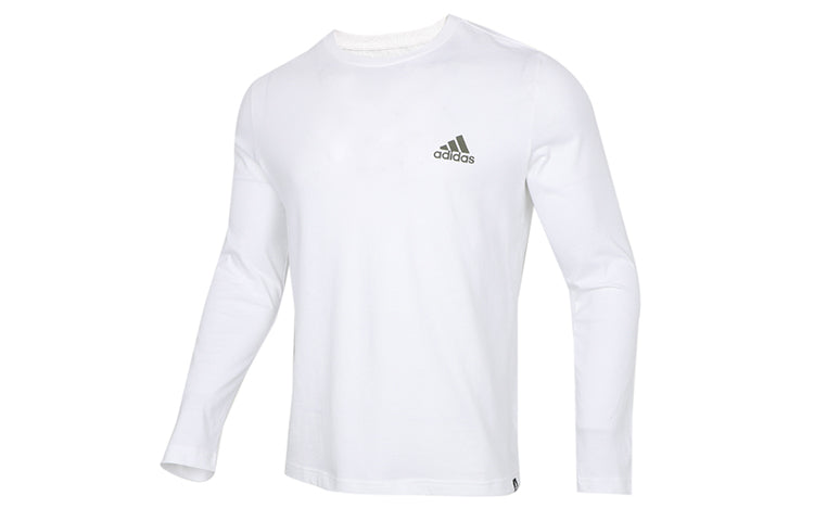adidas Printed Solid Color Thin Crew Neck Pullover Men's White GL3230