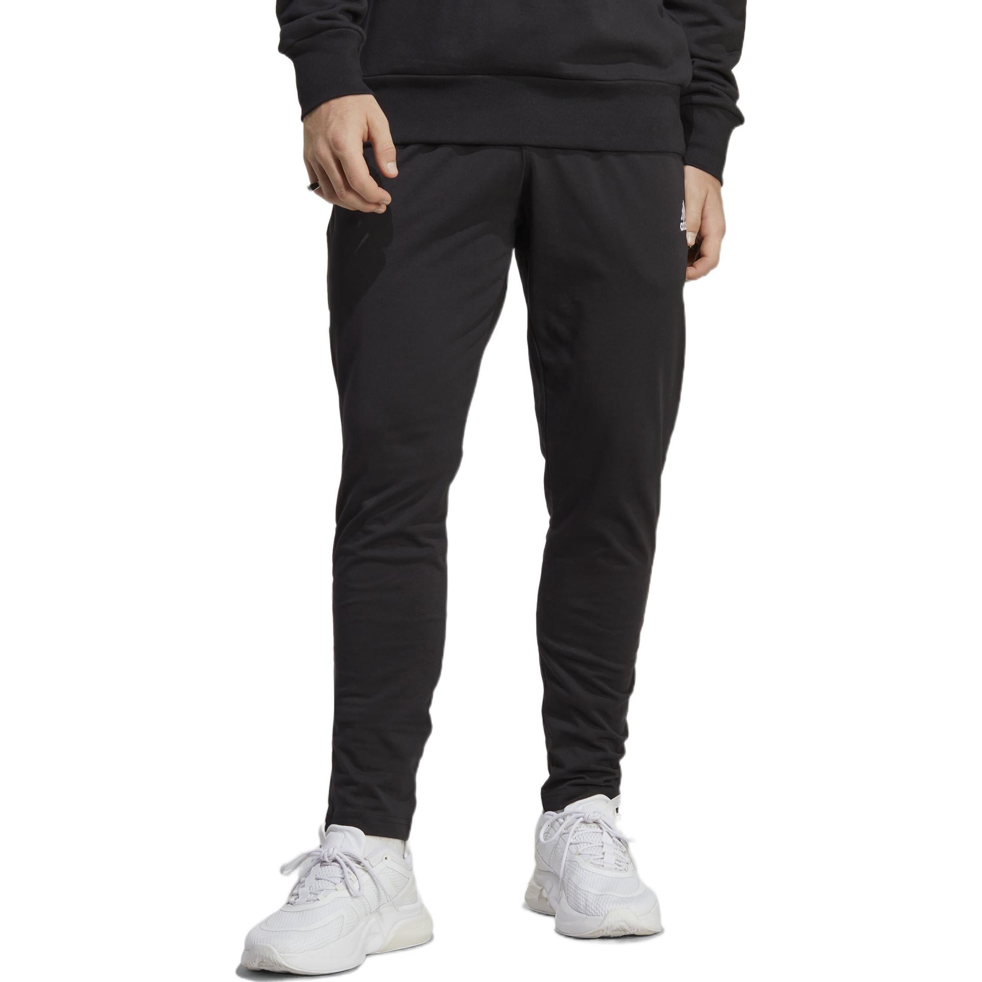 adidas Essentials Single Jersey Tapered Open Hem Pants 'Black' IC9409