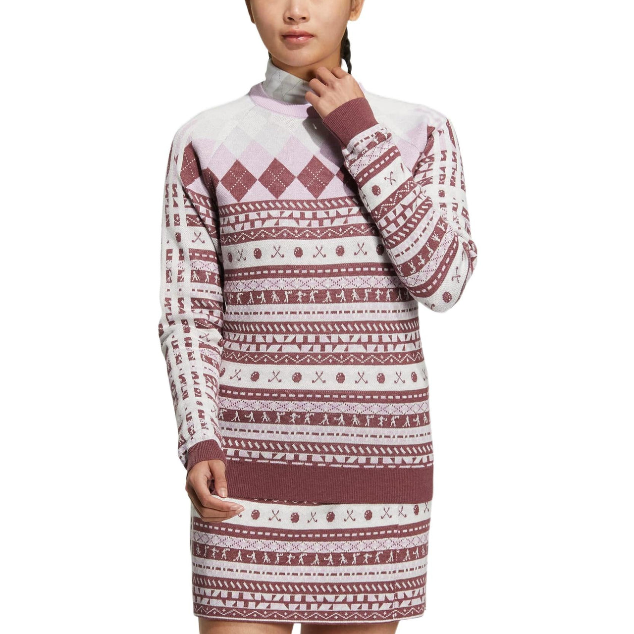 (WMNS) adidas Graphic Long Sleeve Pullover Sweater Asia Sizing 'Burgundy White' HG8213