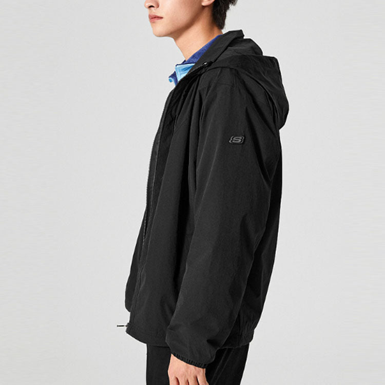 Skechers Casual Hoodied Jacket 'Black White Olive Green' L322M030