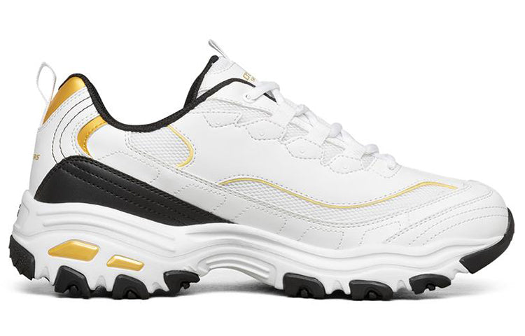 Skechers D'Lites 1.0 Low-Running Shoes White/Black/Golden 894009-WBGD