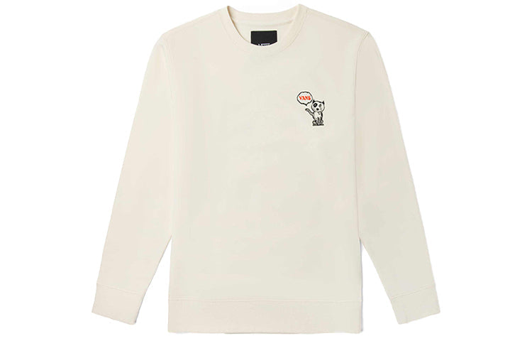 Vans Funny Pattern Pullover Round Neck Sports Couple Style Creamy White VN0A5H76FS8