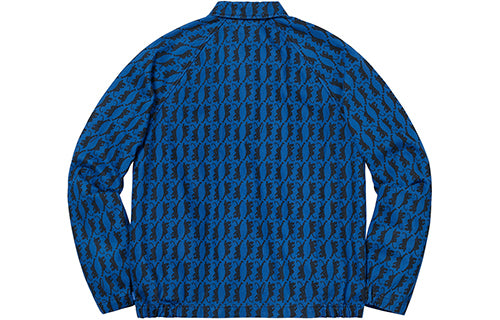Supreme FW18 Snap Front Twill Jacket Blue Logo 'Blue Black' SUP-FW18-139