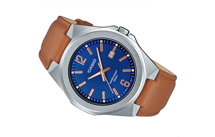 Men's CASIO STANDARD Series Waterproof Calendar Blue MTP-1215A-2A Belt Blue Dial Mens Blue Analog MTP-E158L-2A