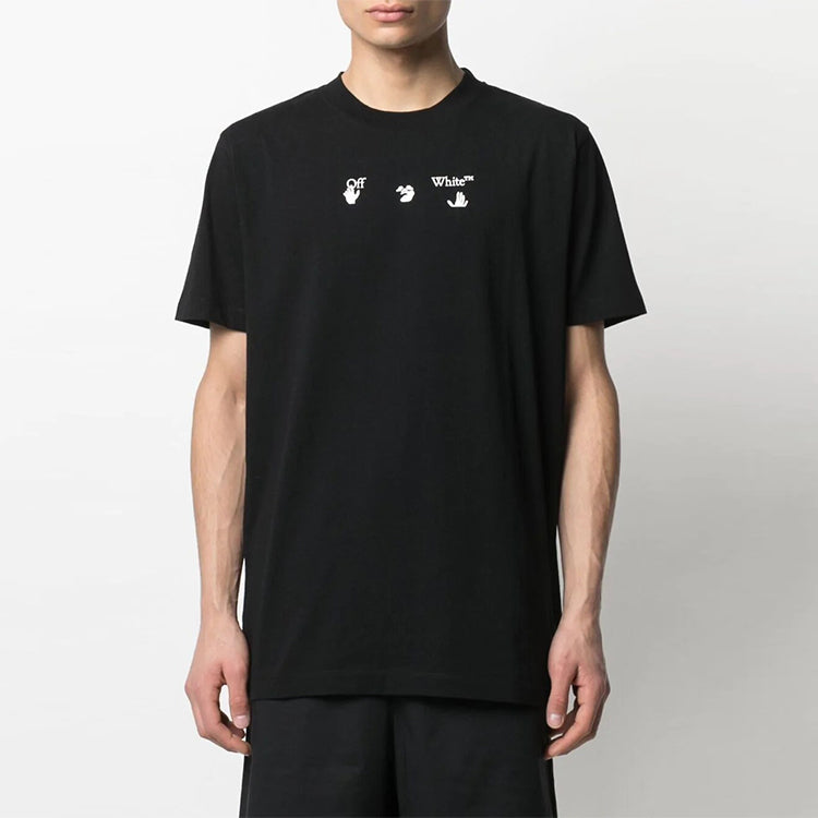 Off-White SS21 Bolt Arrows Printing Short Sleeve Round Neck Pullover Ordinary Version Black OMAA027S21JER0121055