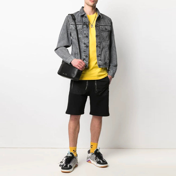Off-White SS21 Logo Printing Denim Jacket Loose Fit Gray OMYE054S21DEN0060901