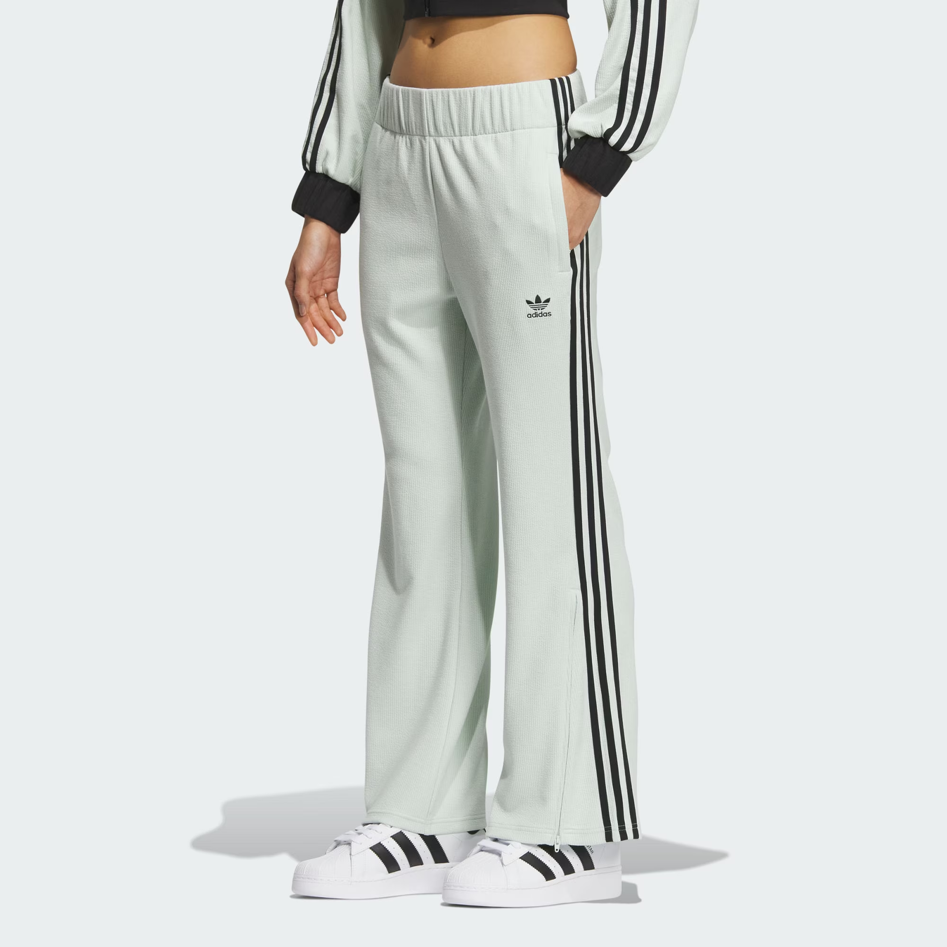 (WMNS) adidas originals Flared Pants 'White Black' IY7122