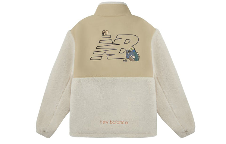 New Balance x JHI Crossover Stay Warm Splicing lambAsia Sizing 's wool Reversible Stand Collar Jacket Couple Style Khaki NQA89013-IV