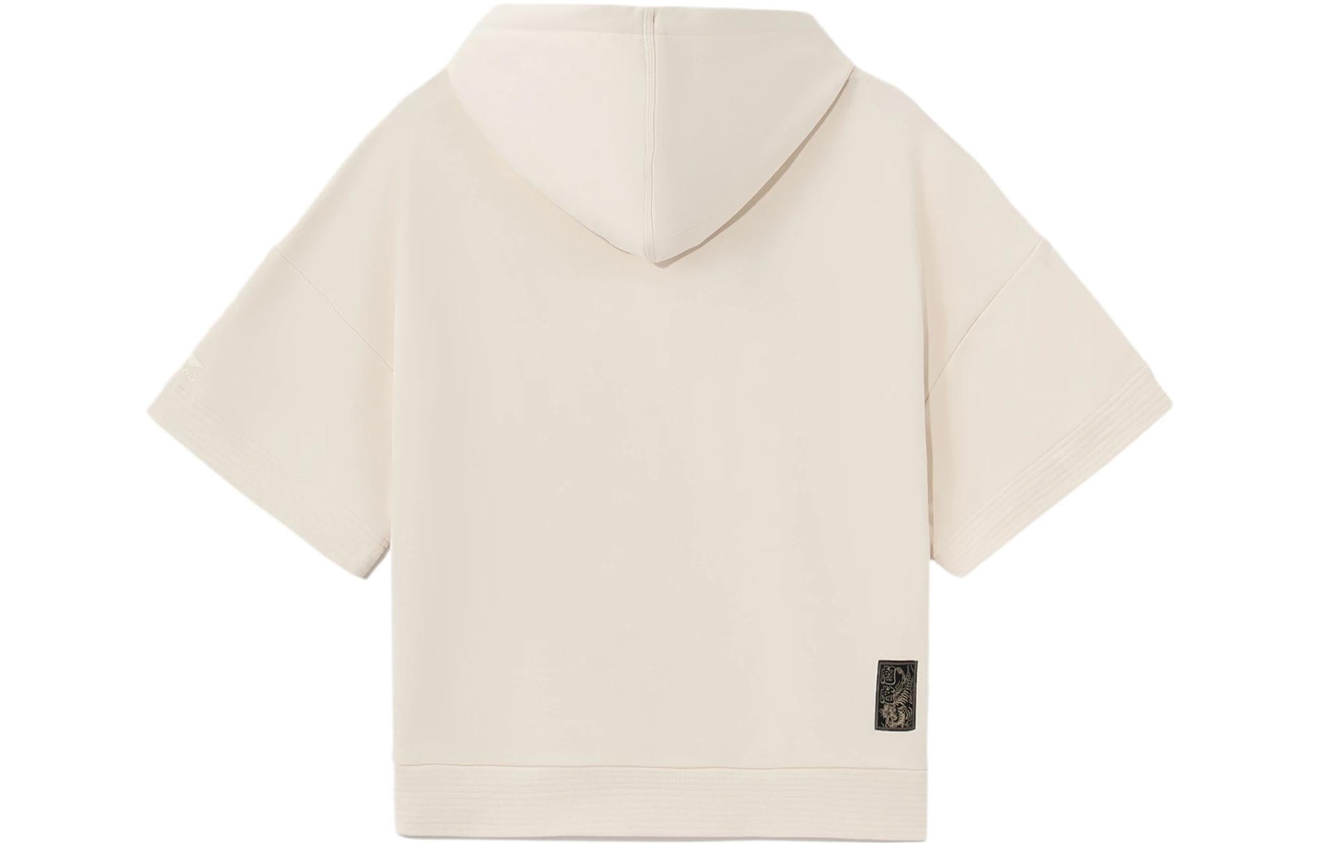 Li-Ning Counterflow Embroidered Logo Short Sleeve Hoodie 'Light Brown' AWDS597-2
