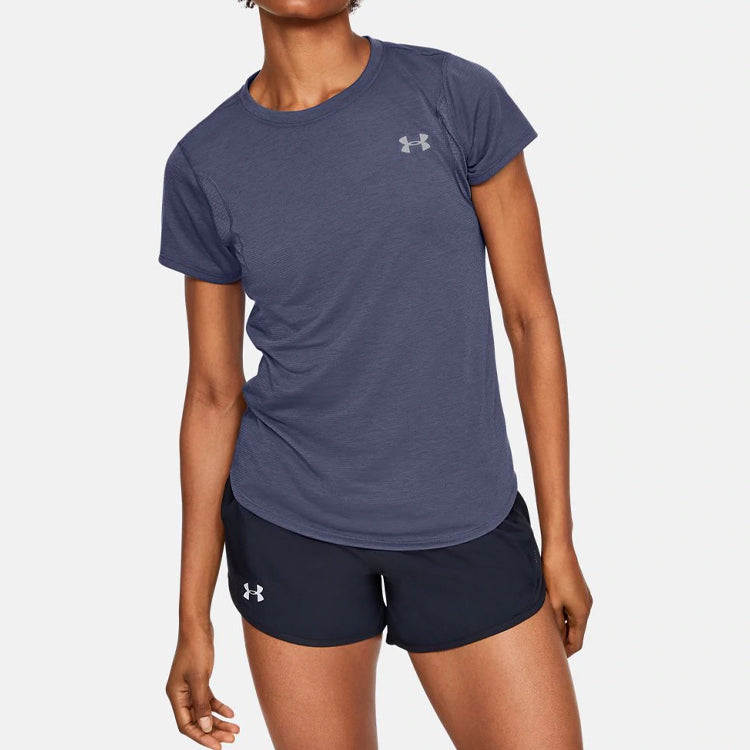 (WMNS) Under Armour UA Streaker Sports Breathable Short Sleeve Navy Blue 1341520-497