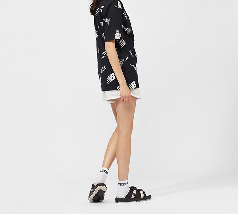 New Balance Printing Short Sleeve Couple Style Black AMT02372-BK