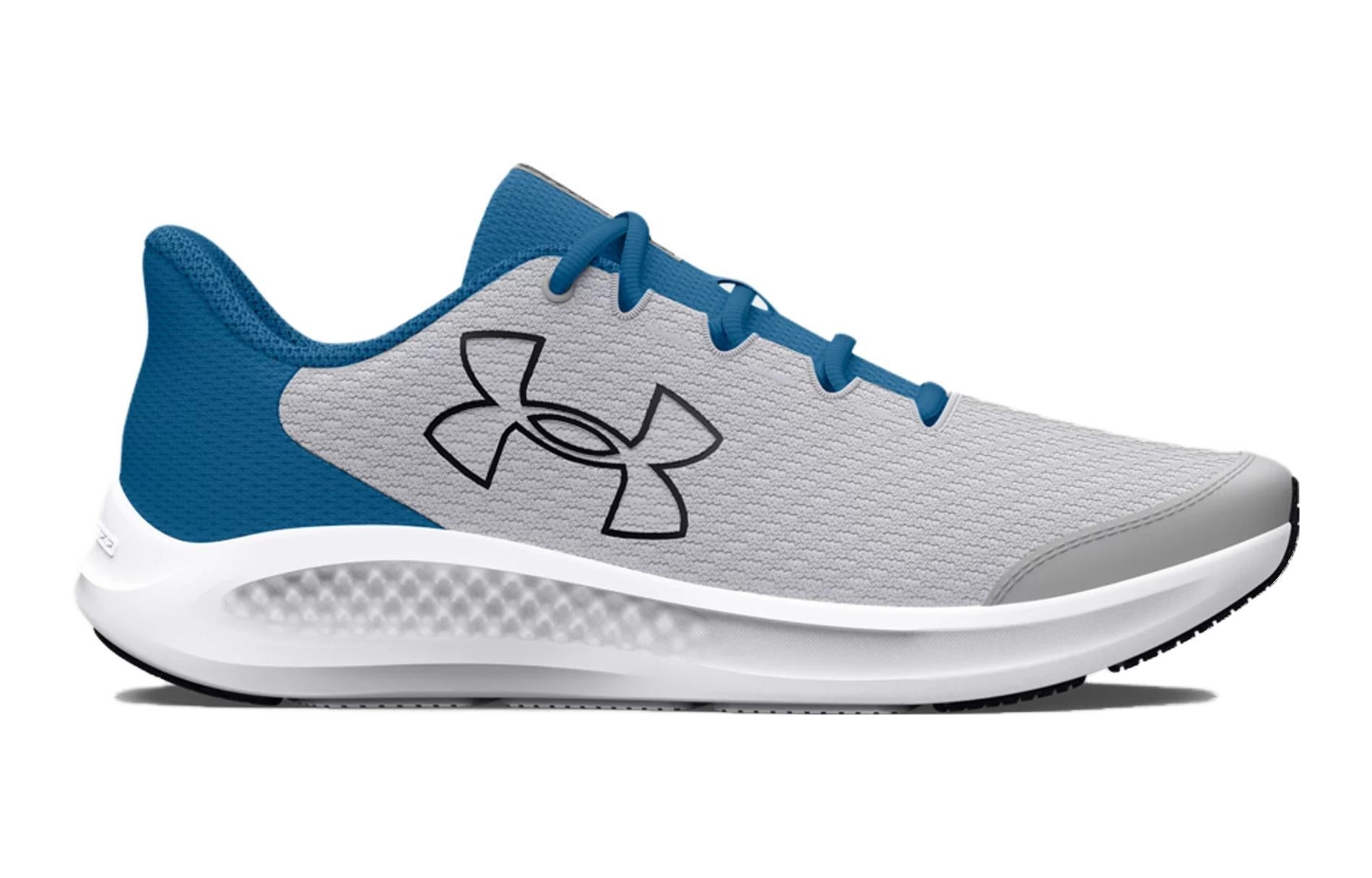 (GS) Under Armour Charged Pursuit 3 'Big Logo - Mod Grey Cosmic Blue' 3026695-101