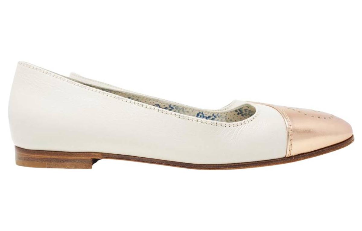 (WMNS) Gucci Interlocking G Logo Leather Ballet Flats 'White Gold' 658942-1XXA0-5762