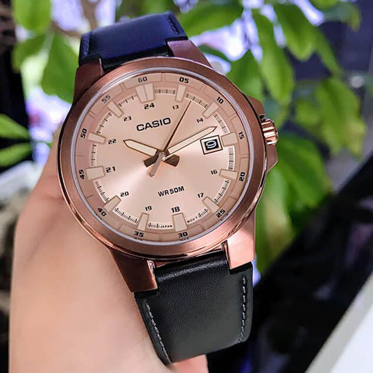 CASIO Male DRESS Japan / South Korea Fashion Sports Rose Gold Analog MTP-E173RL-5AVDF