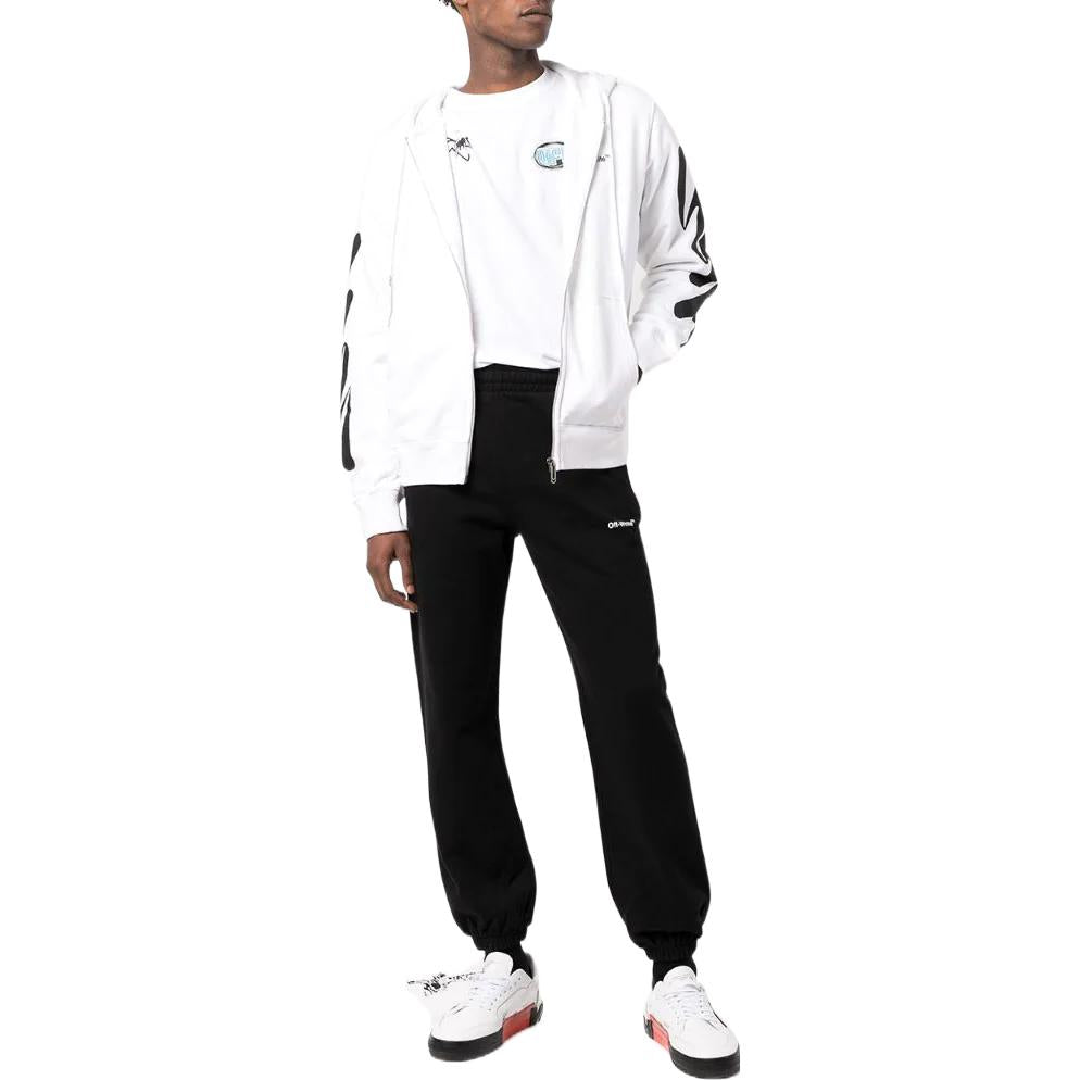 Off-White Wave Diag Print Zip-Up Hoodie OMBE013S22FLE0040110