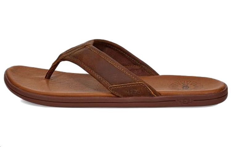 UGG Seaside Flip Leather Cowhide Slipper Coffee 1102690-LUG