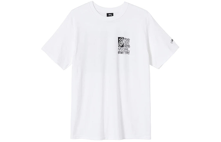 Stussy Knight Painting Printing Short Sleeve Unisex White 3903578-WHITE