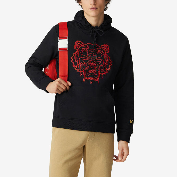 Men's KENZO China Capsule Series Alphabet Tiger Head Embroidered Black FB55SW3304MM-99