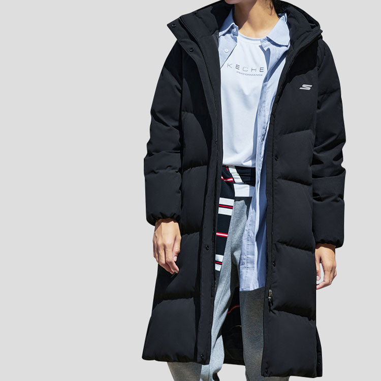 (WMNS) Skechers Long Down Jacket 'Black' P422W050-0018