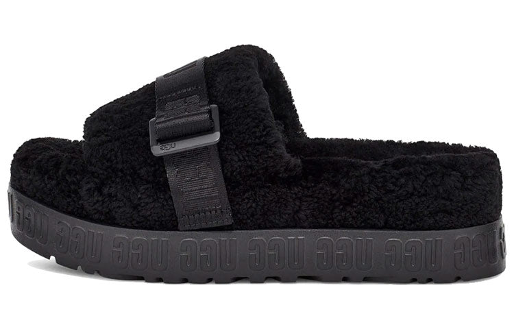 (WMNS) UGG Fluffita Thick Sole Black Slippers 1113475-BLK
