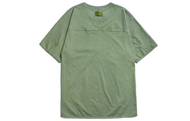 Men's THE NORTH FACE Chest Pocket Tee Sweat Absorbing Loose Short Sleeve Dark Green 46JD-ZCE