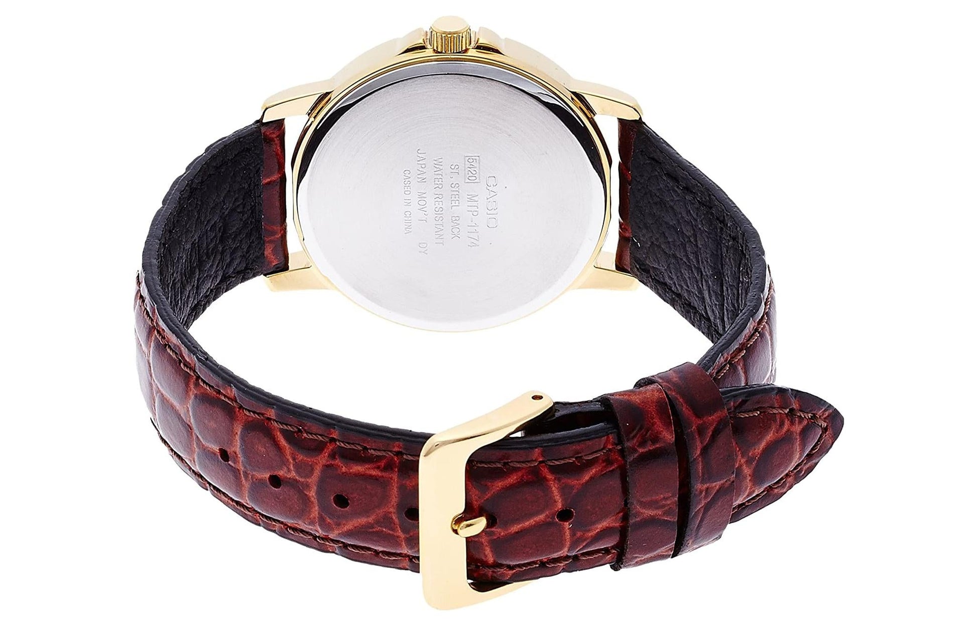 Men's CASIO STANDARD Series White Dial Quartz Watch Waterproof Leather Strap Mens MTP-1174Q-7AJH