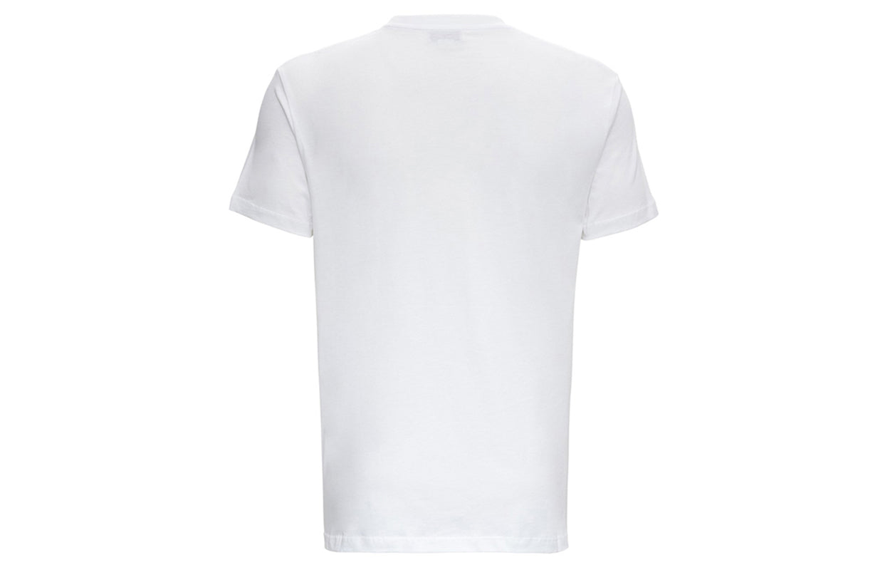 Men's Alexander McQueen SS21 Alphabet Logo Pattern Round Neck Short Sleeve White 642662-QRX74-0910