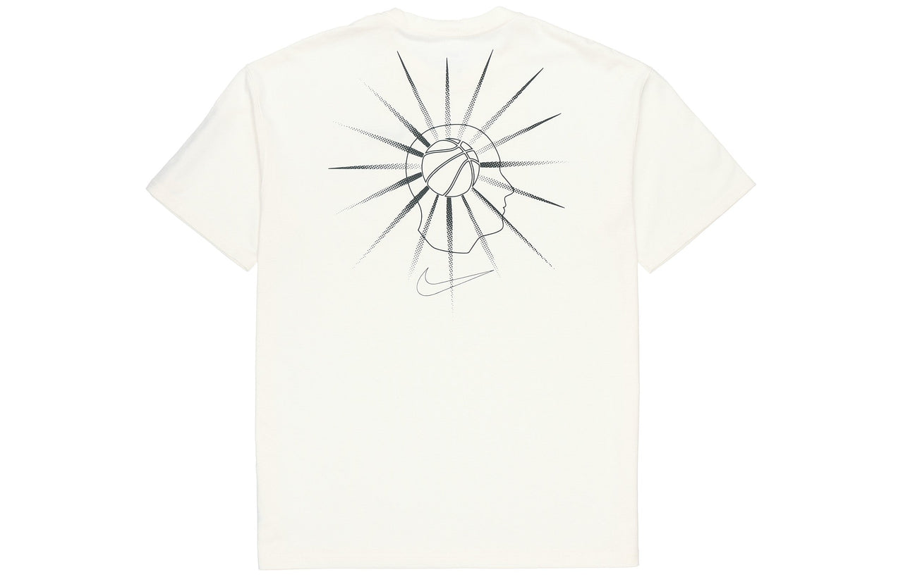 Nike Back Printing Sports Round Neck Short Sleeve Creamy White DD0826-901