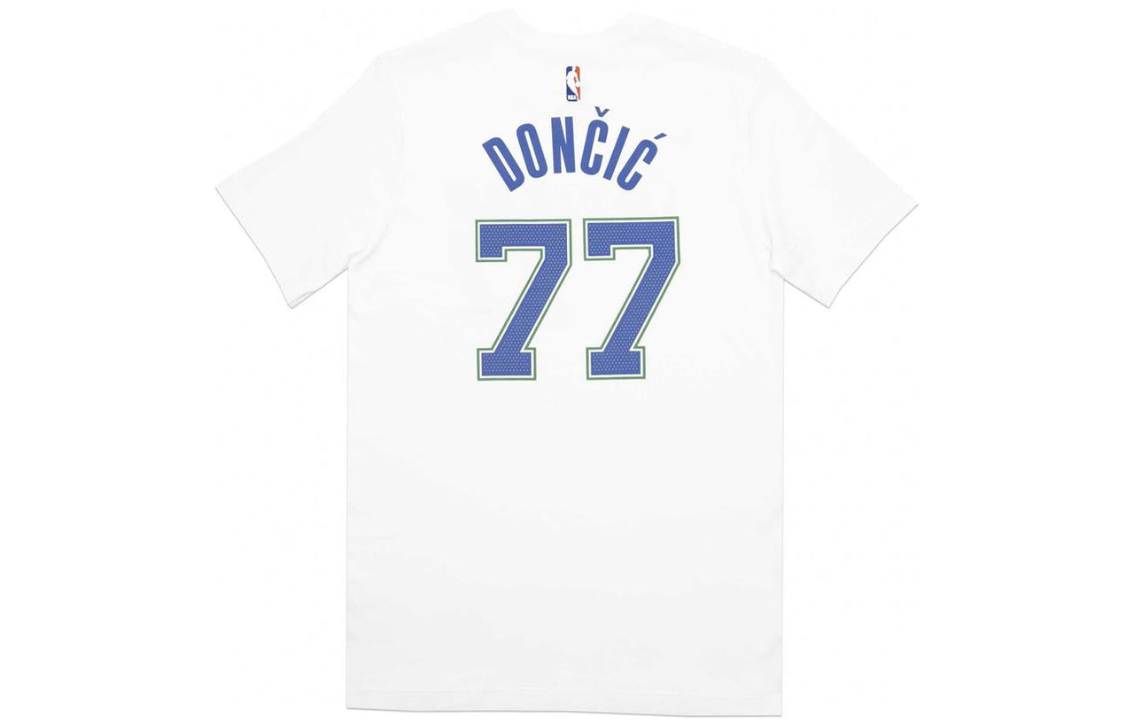 Men's Nike Alphabet Numeric Printing Round Neck Short Sleeve Dallas Mavericks White T-Shirt DA7368-100
