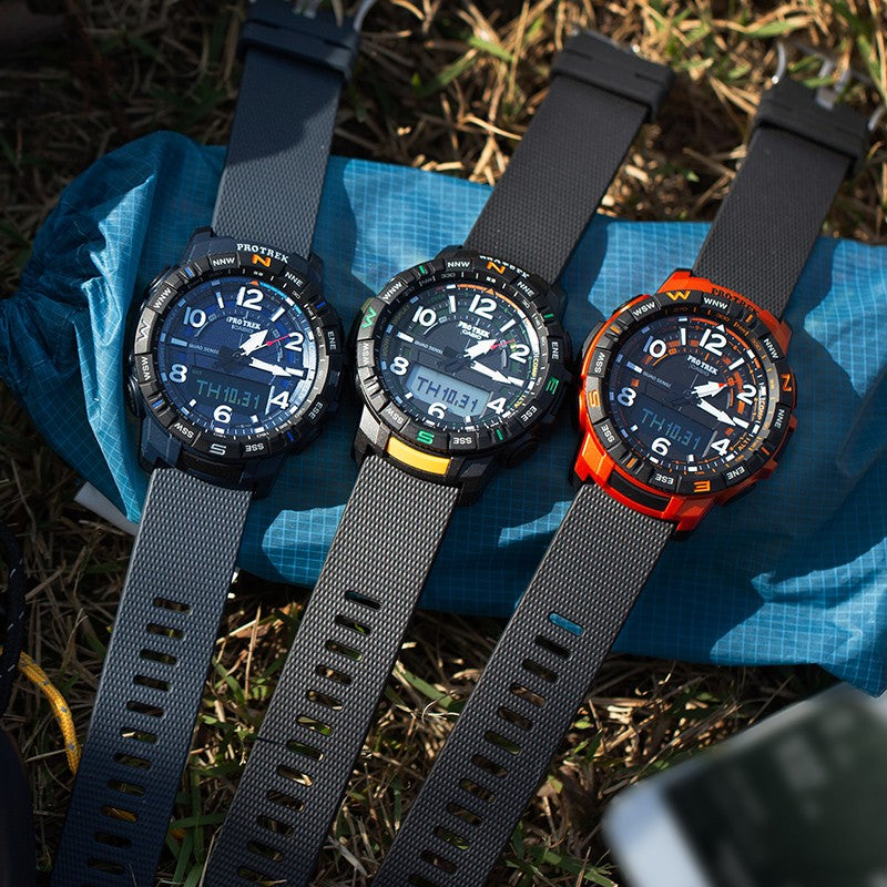 CASIO Waterproof Sports Shockproof Mens Black Analog/Digital Combo PRT-B50-1PR
