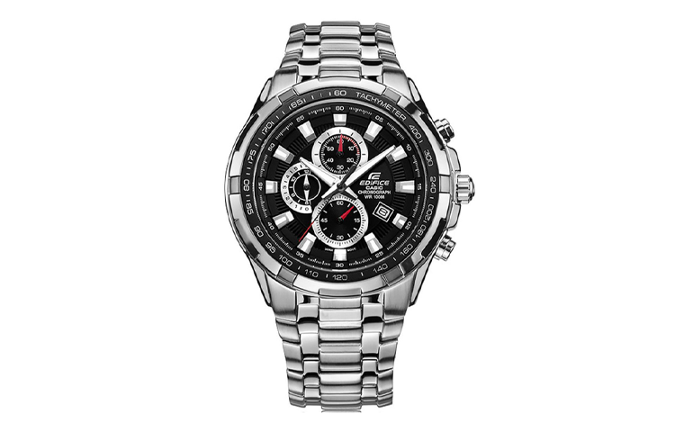 CASIO EDIFICE Classical Sports Waterproof Quartz Silver/ Mens Black Analog EF-539D-1A