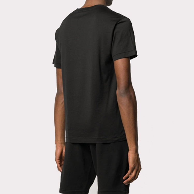 Men's STONE ISLAND Garment Dyed Patch Logo Tee logo Short Sleeve Black 721524113-V0029