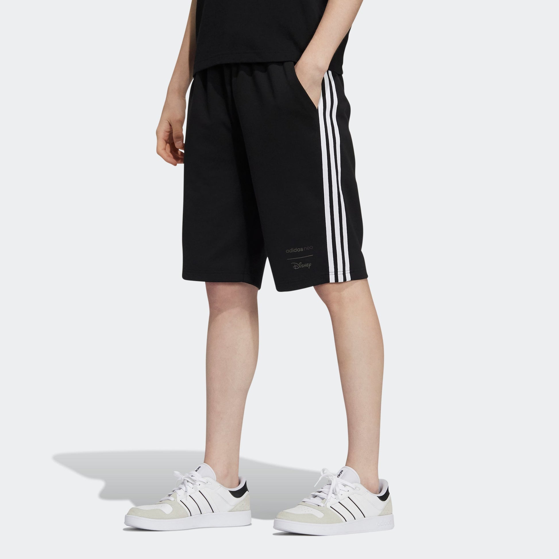 adidas neo M Mf Short Mickey Pattern Stripe Sports Shorts Black HF0457