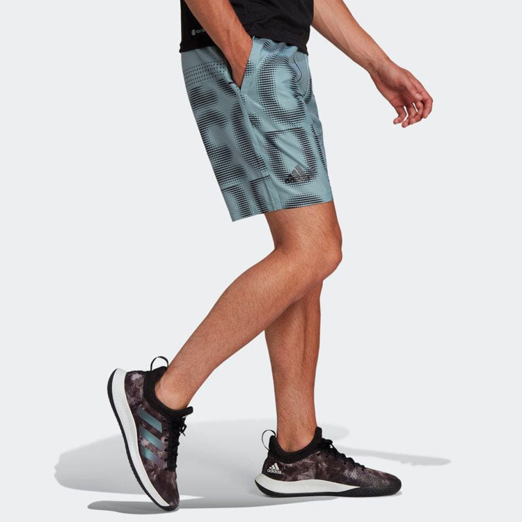 Men's adidas Color Block Printing Straight Casual Shorts Blue HB9085