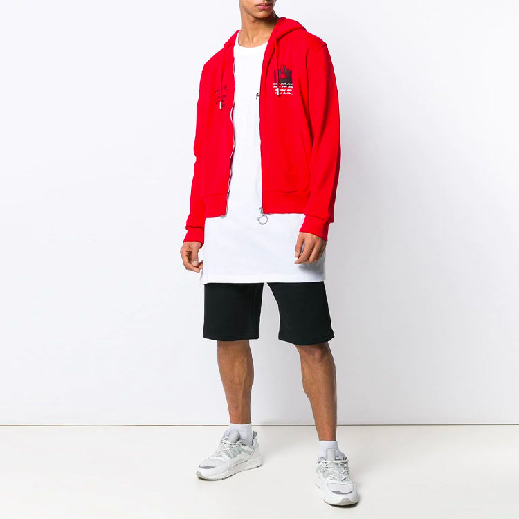 Off-White Mona Lisa Zip Up Hoodie 'Red' OMBE001S190030052010