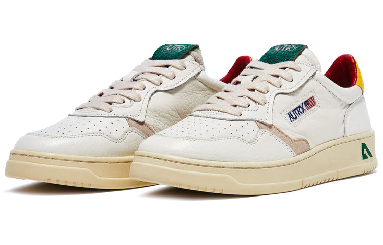 AUTRY Medalist Low Leather and Suede Logo 'White Multicolor' AULM-LE10