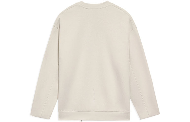 Li-Ning x Dragon Crossover Series Diagonal Zipper Design Loose Round Neck Pullover White AWDS295-1