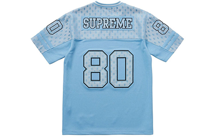 Supreme SS18 Monogram Football Jersey Columbia Blue Tee SUP-SS18-338