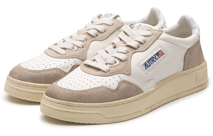 AUTRY Medalist Low Leather and Suede 'White Beige' AULM-LO01