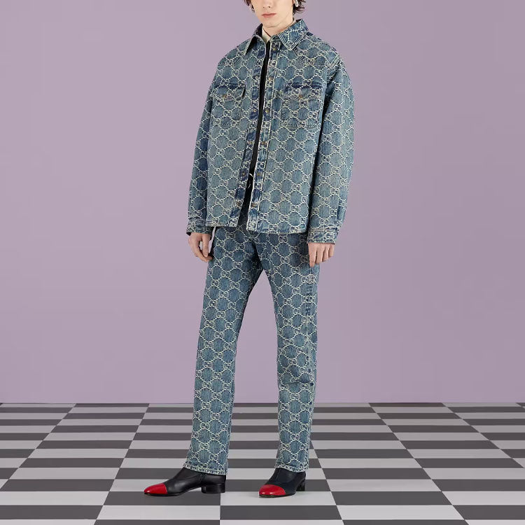 Gucci GG Jacquard Denim Shirt 'Blue White' 713911-XDB7H-4632