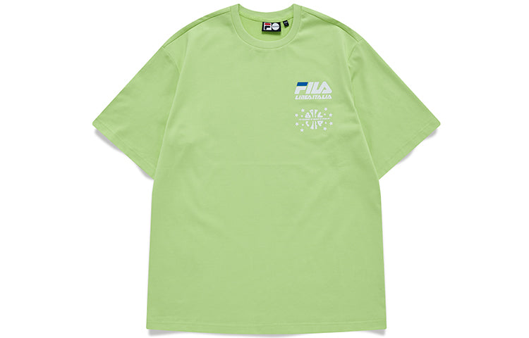 FILA FUSION Back Printing Loose Sports Round Neck Short Sleeve Unisex Green T81U125104A-LG