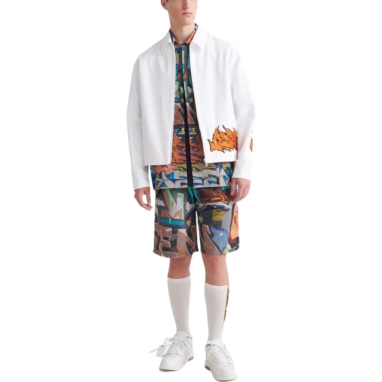 Men's Off-White FW22 Solid Color Casual logo Printing White Jacket OMEA313S22FAB0010120
