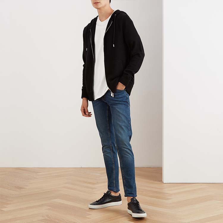 DIOR Cashmere Plain Knitted Cloth Zip Sports For Men Black 013M200AT956-C989