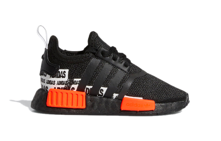 (TD) adidas NMD_R1 Infant 'Wordmark Heel Stripe - Black Solar Red' GX2556