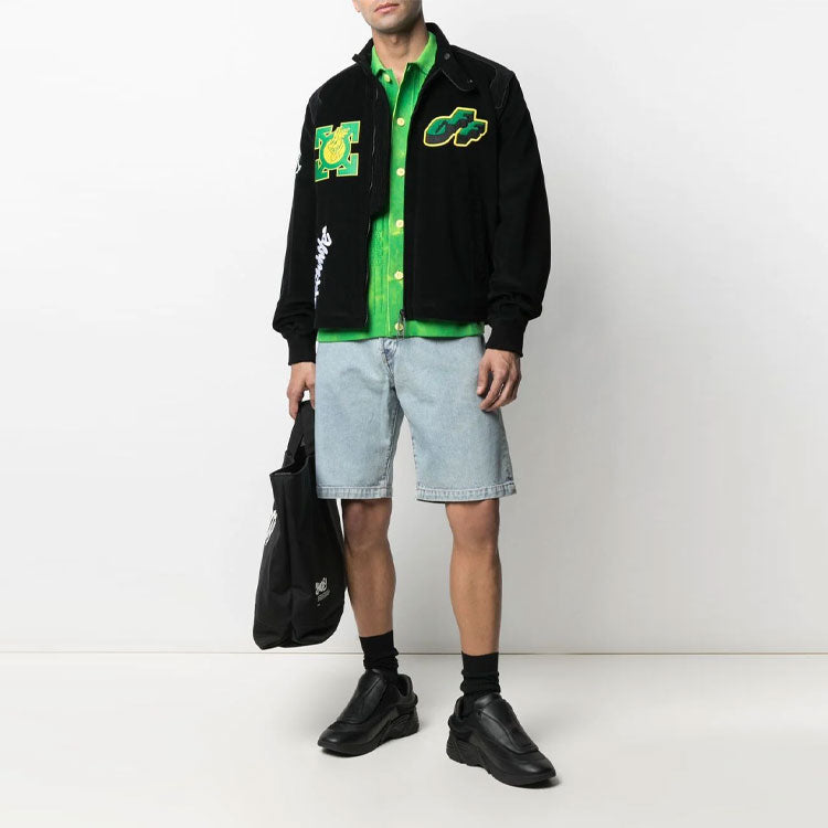 Off-White SS21 Logo Embroidered Athleisure Casual Sports Jacket Version Black OMEA280S21FAB0011001