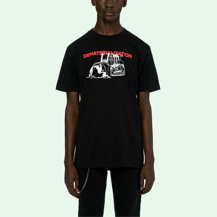 Off-White SS21 Round Neck Printing Short Sleeve Black OMAA027R21JER0061025