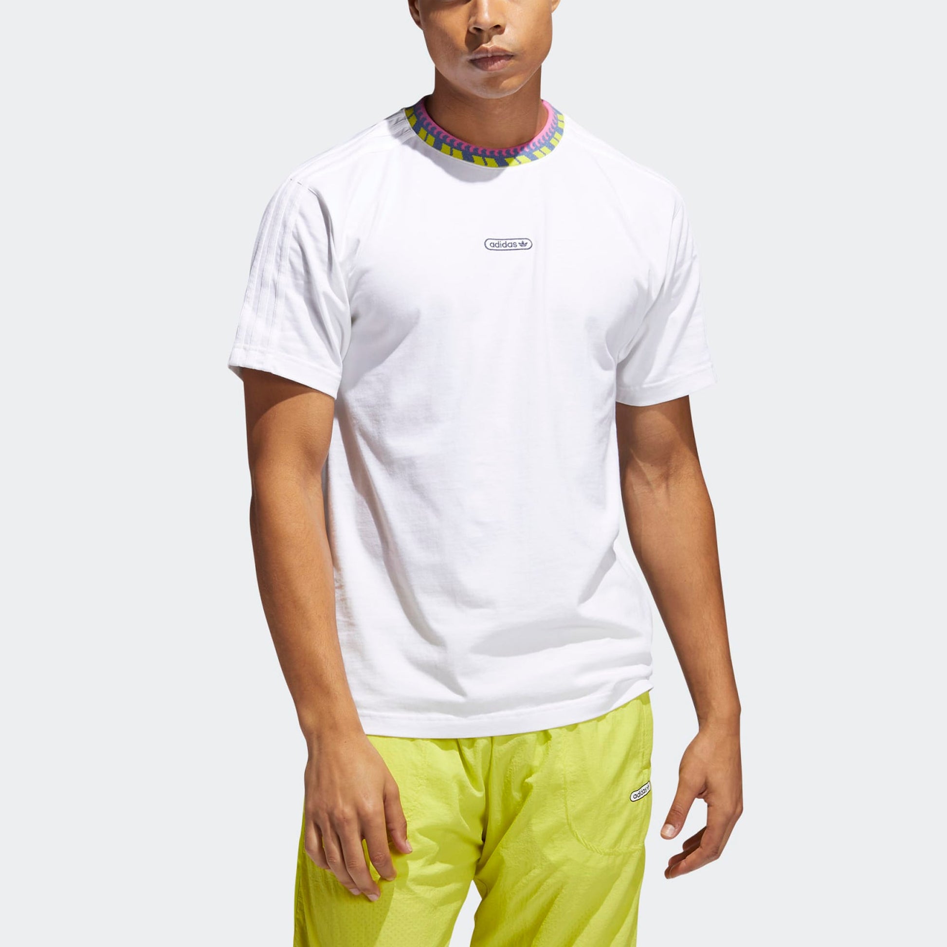 adidas originals Multi-Color ribbed Round Neck Pullover Sports Short Sleeve White GN5625