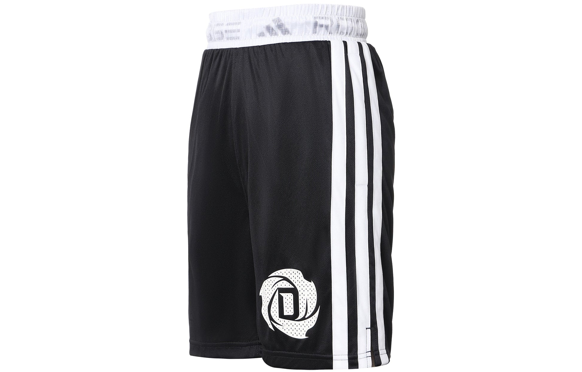 Men's adidas Rose Short Ross Stripe Patchwork Print Loose Basketball Sports Shorts Black GV4650